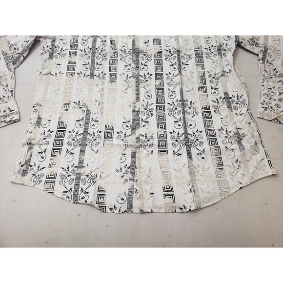 Deer Lady Mens Shirt Short Sleeve Collared Button Up Floral Print White Size XL - Picture 3 of 10